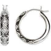 Black & White Diamond Hoop Earrings