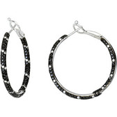 2 CTW Black & White Diamond Inside/Outside Hoop Earrings