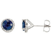 14kt X1 White Blue Sapphire & 1/6 CTW Diamond Earrings