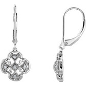 Sterling Silver .07 CTW Diamond Accented Lever Back Earrings