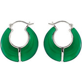 Dyed Green Agate Hoop Earrings