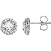 14kt White 7/8 CTW Diamond Entourage Earrings