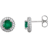 14kt White Emerald & 3/8 CTW Diamond Entourage Earrings