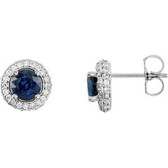 14kt White Blue Sapphire & 3/8 CTW Diamond Entourage Earrings