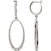 14kt White 1 1/4 CTW Diamond Oval Silhouette Earrings