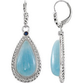 Sterling Silver Milky Aquamarine & Blue Sapphire Earrings