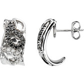 Sterling Silver & 14kt White 1/3 CTW Diamond Paisley Design Earrings