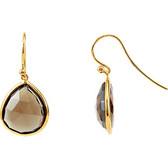 Smoky Quartz Earrings with 14kt Yellow Gold Plating