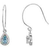 14kt White Aquamarine & 1/10 CTW Diamond Earrings