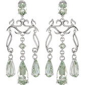 Sterling Silver Green Amethyst Chandelier Earrings