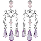 Sterling Silver Pink Quartz & Rose De France Amethyst Chandelier Earrings