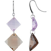 Clear & Smoky Quartz Dangle Earrings