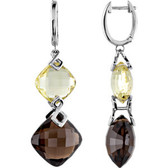 Sterling Silver Lime & Smoky Quartz Earrings