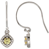 14kt White Halo-Styled Sapphire Dangle Earrings