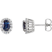 14kt White Blue Sapphire & 1/3 CTW Diamond Earrings