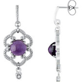 Sterling Silver Amethyst & .03 CTW Diamond Milgrain Earrings