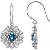 14kt White London Blue Topaz & 1/2 CTW Diamond Vintage-Inspired Earrings