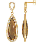 14kt Yellow Honey Quartz & 3/4 CTW Diamond Earrings