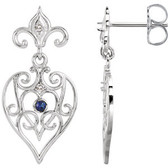 Sterling Silver with 14kt White Post Sapphire & .04 CTW Diamond Earrings