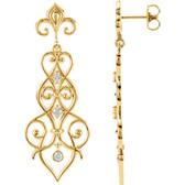 14kt Yellow 1/3 CTW Diamond Decorative Dangle Earrings