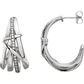 14kt White 1/3 CTW Diamond Nest Design Earrings