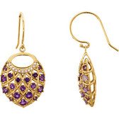 14kt Yellow Amethyst & .06 CTW Diamond Nest Design Earrings