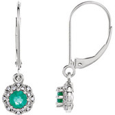 14kt White Emerald & .08 CTW Diamond Earrings