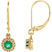 14kt Yellow Emerald & .08 CTW Diamond Earrings