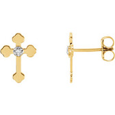 14kt Yellow .01 CTW Diamond Cross Earrings