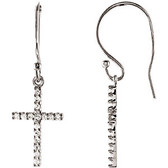 14kt White 1/6 CTW Diamond Cross Earrings