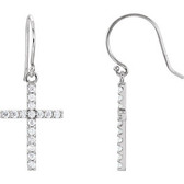14kt White 1/2 CTW Diamond Cross Earrings