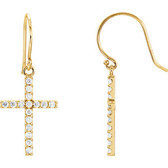 14kt Yellow 1/2 CTW Diamond Cross Earrings
