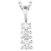14kt White 1/6 CTW Diamond 3-Stone 18" Necklace