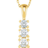14kt Yellow 1/2 CTW Diamond 3-Stone 18" Necklace