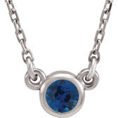 14kt White Blue Sapphire 16" Necklace