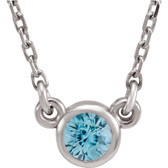 14kt White Blue Zircon 16" Necklace
