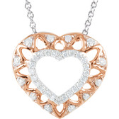 14kt Rose & White 1/6 CTW Diamond Heart 18" Necklace