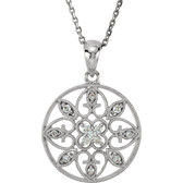 14kt White 1/8 CTW Diamond Filigree 18" Necklace