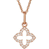 14kt Rose .07 CTW Petite Diamond Cross 16" Necklace