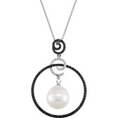 14kt White 13mm South Sea Cultured Pearl & 1 1/3 CTW Diamond 18" Necklace