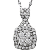 14kt White 3/4 CTW Halo-Styled Diamond 18" Necklace
