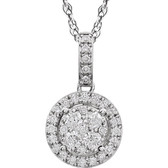 14kt White 1/2 CTW Halo-Style Diamond 18" Necklace