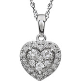 14kt White 3/8 CTW Halo-Styled Diamond Heart 18" Necklace