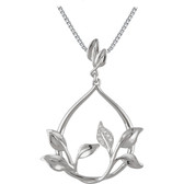 14kt White .05 CTW Diamond Leaf Design 18" Necklace