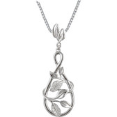 14kt White 1/10 CTW Diamond Leaf Design 18" Necklace