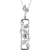 14kt White 1/8 CTW Diamond Leaf Design 18" Necklace