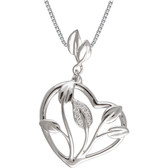 14kt White .05 CTW Diamond 18" Necklace with Leaf Design