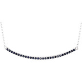 14kt White Blue Sapphire Bar 16-18" Necklace