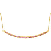 14kt Yellow Pink Sapphire Bar 16-18" Necklace