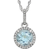 14kt White Sky Blue Topaz & 1/10 CTW Diamond 18" Necklace